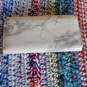 Fossil Leather Gray & White Marbled Wallet